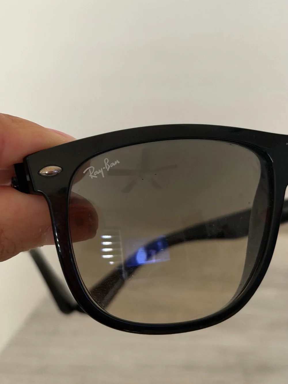 Ray-Ban Black Frame Gradient Lens Sunglasses with Brown Case